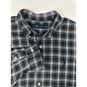 Ralph Lauren button up long sleeve Men's size XXL 2X plaid green red blue pony